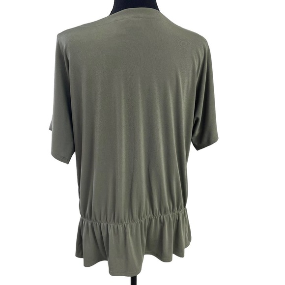 Chico's Easy Wear Short Sleeve Peplum Top Green 16 - Picture 2 of 8